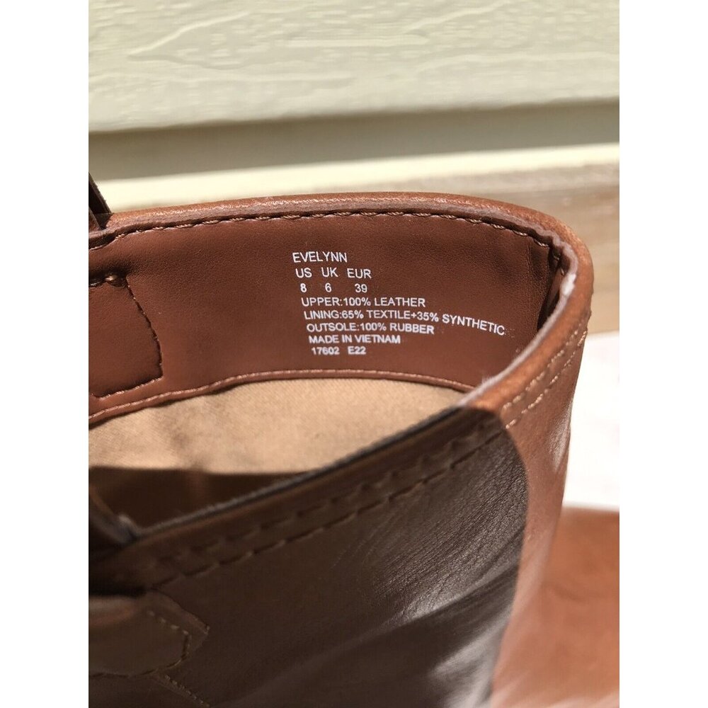Ralph Lauren Evelynn Brown Short Slip On Logo Leather Boots Women's 8 39 - Picture 10 of 13